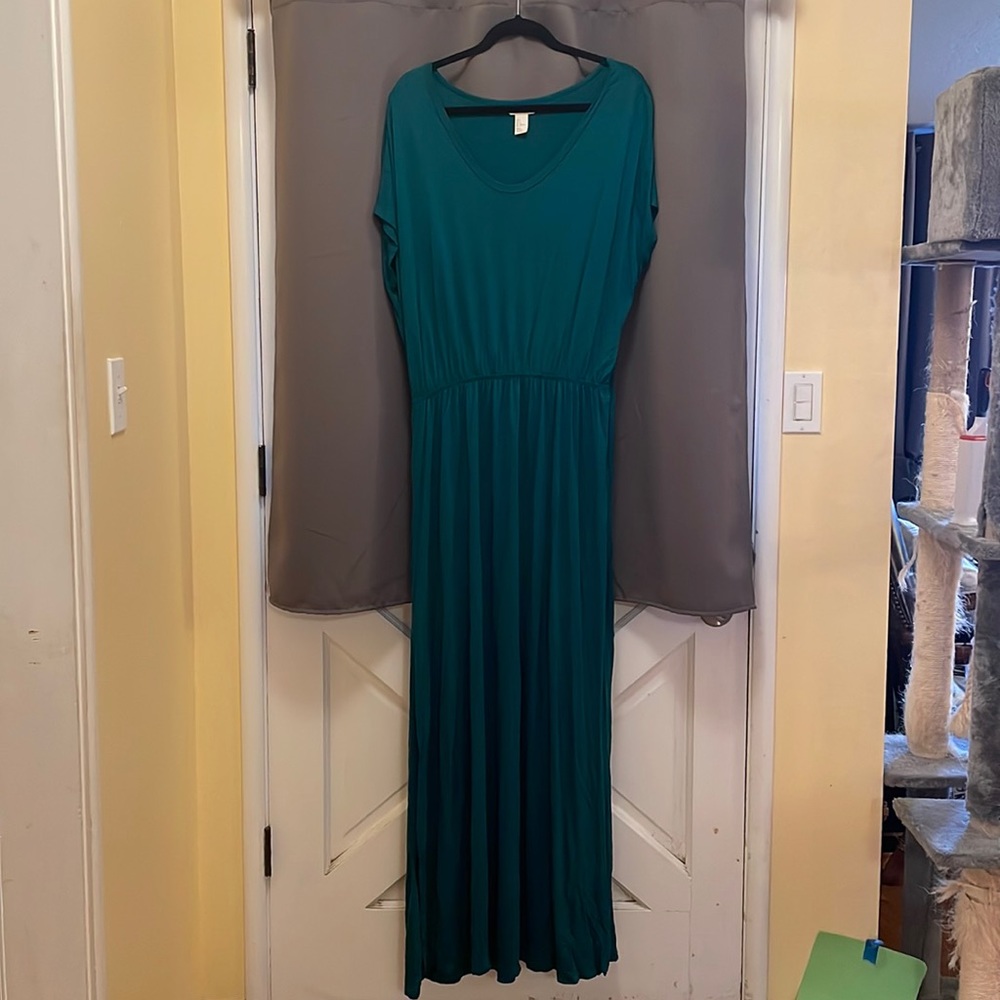 H&M teal maxi dress